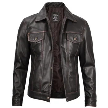 Distressed Brown Trucker Jacket - Image 3