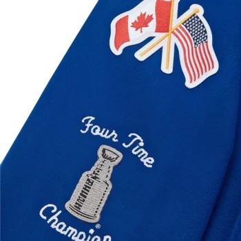 new york rangers original six ovo blue varsity wool jacket